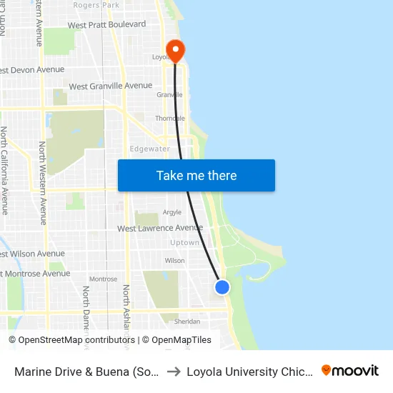 Marine Drive & Buena (South) to Loyola University Chicago map
