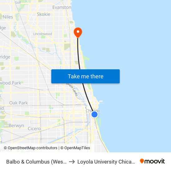 Balbo & Columbus (West) to Loyola University Chicago map