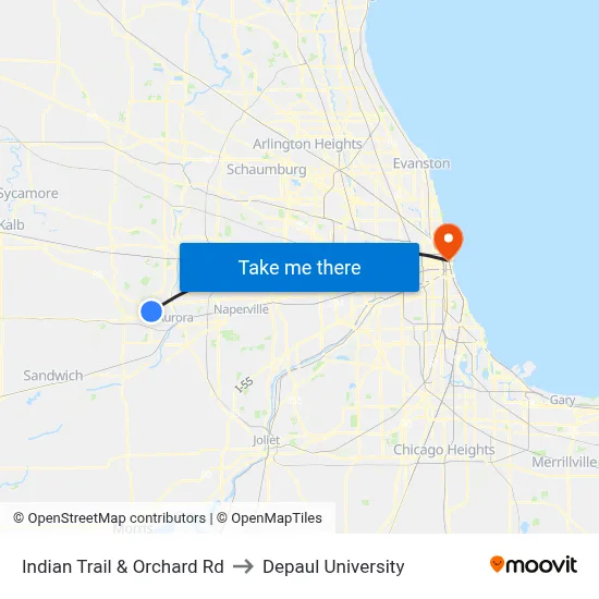 Indian Trail & Orchard Rd to Depaul University map