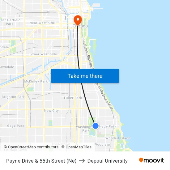 Payne Drive & 55th Street (Ne) to Depaul University map