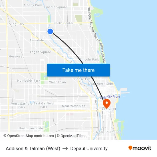 Addison & Talman (West) to Depaul University map