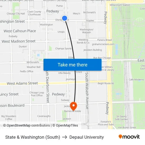 State & Washington (South) to Depaul University map