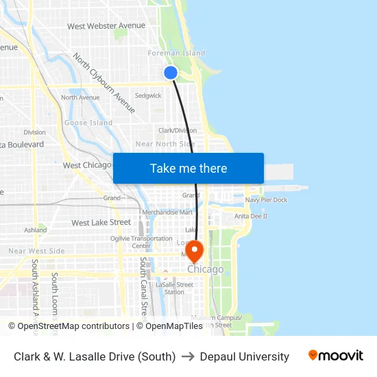 Clark & W. Lasalle Drive (South) to Depaul University map