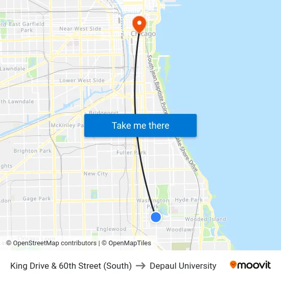 King Drive & 60th Street (South) to Depaul University map