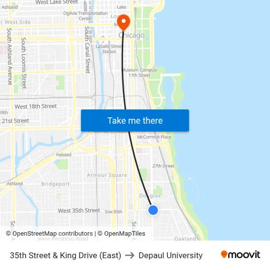 35th Street & King Drive (East) to Depaul University map