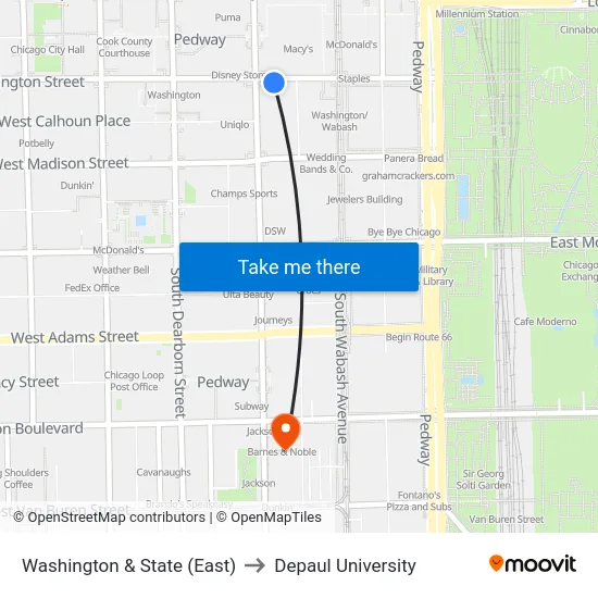 Washington & State (East) to Depaul University map