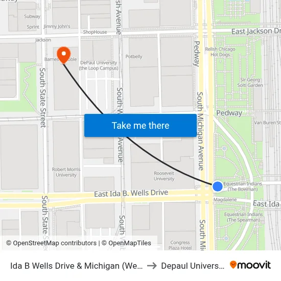 Ida B Wells Drive & Michigan (West) to Depaul University map