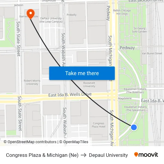 Congress Plaza & Michigan (Ne) to Depaul University map