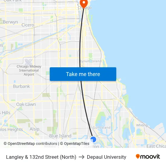 Langley & 132nd Street (North) to Depaul University map