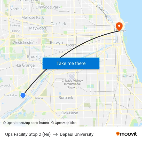 Ups Facility Stop 2 (Ne) to Depaul University map