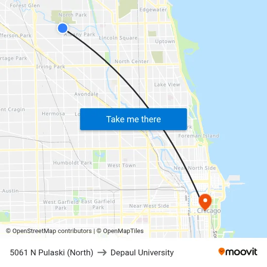 5061 N Pulaski (North) to Depaul University map