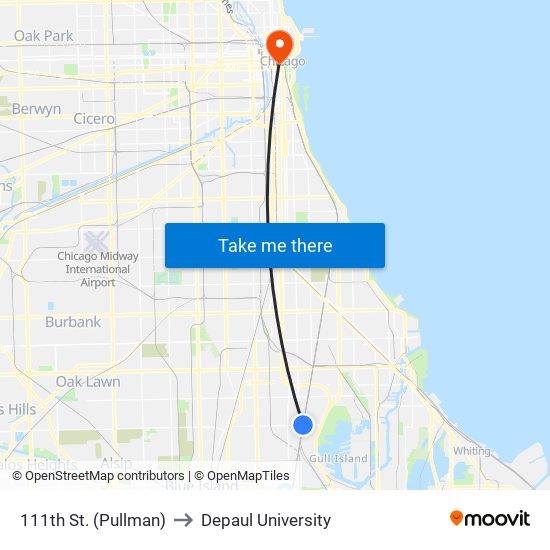 111th St. (Pullman) to Depaul University map