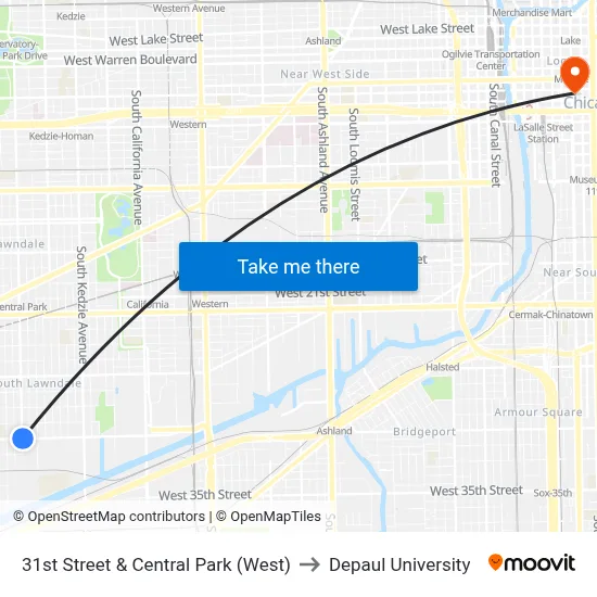 31st Street & Central Park (West) to Depaul University map