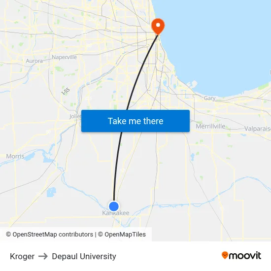 Kroger to Depaul University map