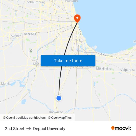 2nd Street to Depaul University map