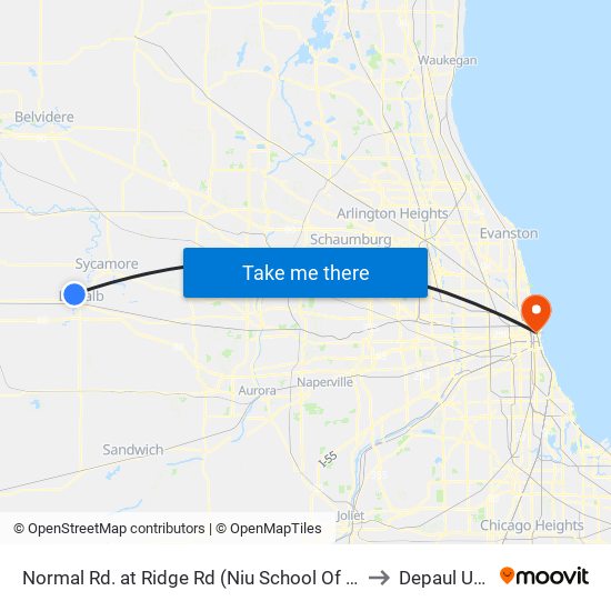 Normal Rd. at Ridge Rd (Niu School Of Nursing) - Nb Stop #499 to Depaul University map