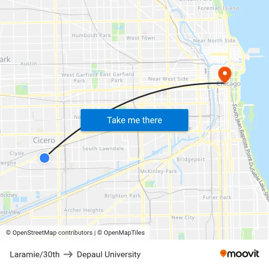 Laramie/30th to Depaul University map