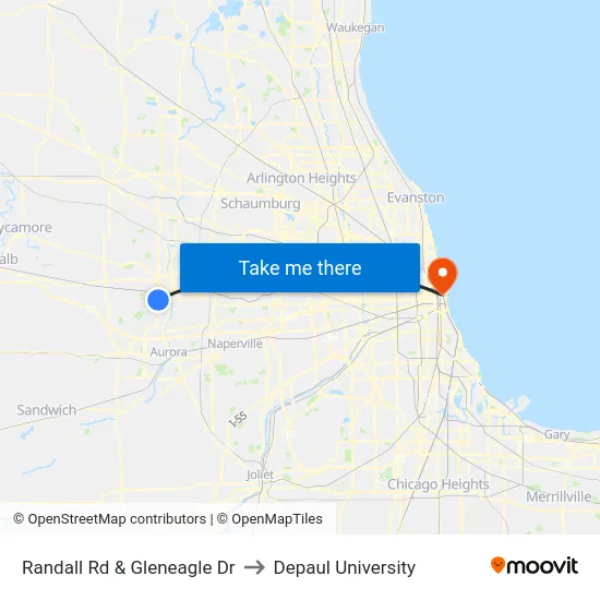 Randall Rd & Gleneagle Dr to Depaul University map