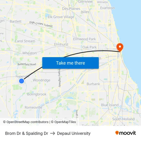 Brom Dr & Spalding Dr to Depaul University map