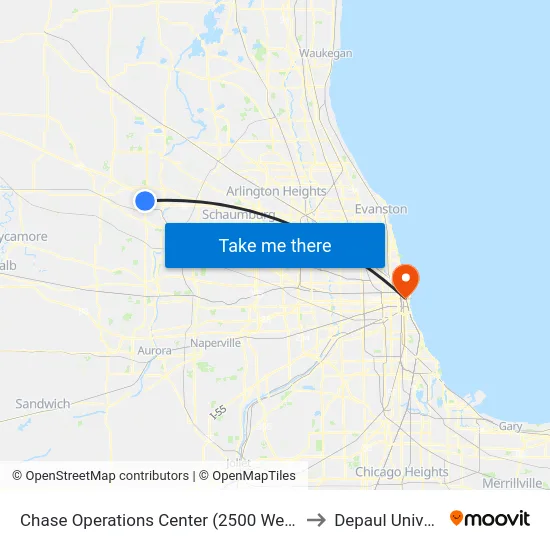 Chase Operations Center (2500 Westfield Dr) to Depaul University map