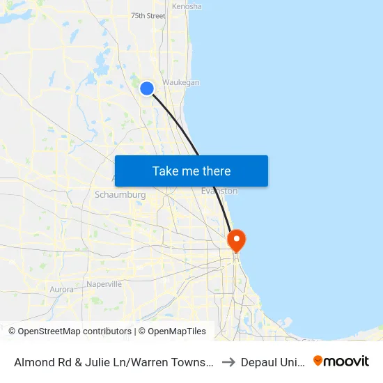 Almond Rd & Julie Ln/Warren Township High School to Depaul University map