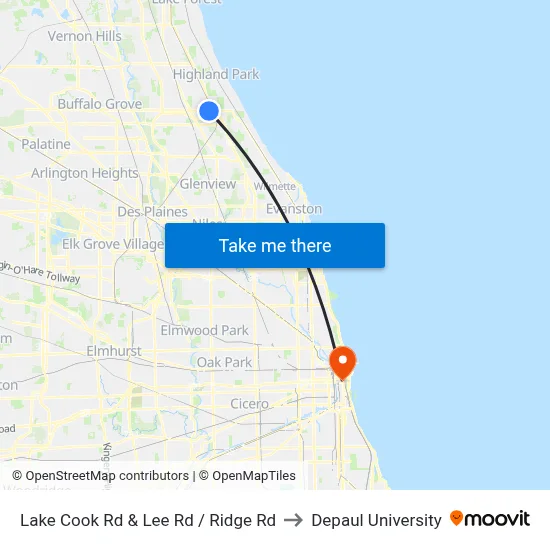 Lake Cook Rd & Lee Rd / Ridge Rd to Depaul University map
