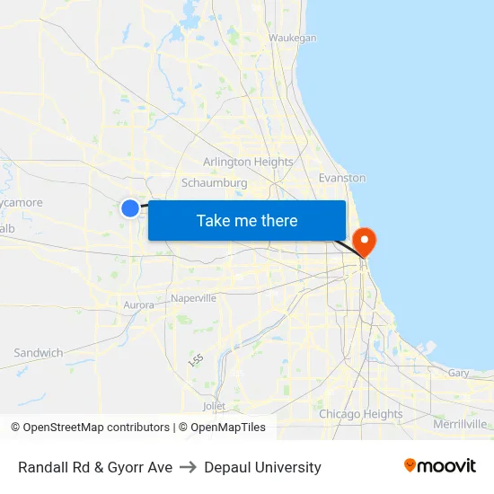 Randall Rd & Gyorr Ave to Depaul University map