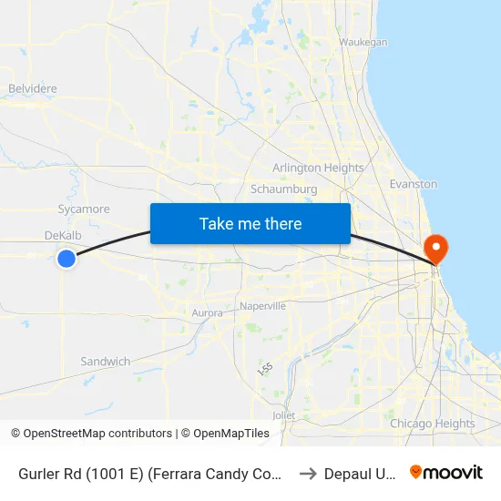 Gurler Rd (1001 E) (Ferrara Candy Company) - Wb Stop #726 to Depaul University map