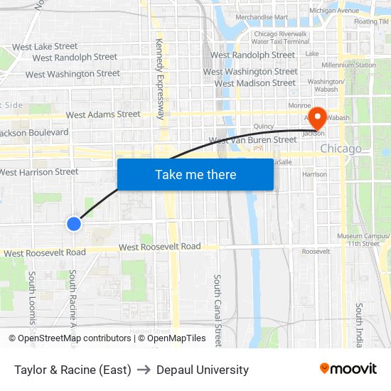 Taylor & Racine (East) to Depaul University map