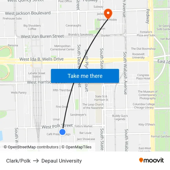 Clark/Polk to Depaul University map
