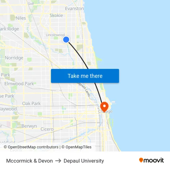 Mccormick & Devon to Depaul University map