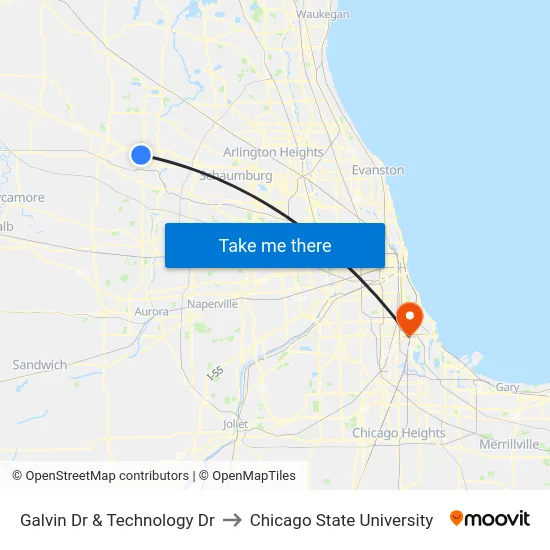 Galvin Dr & Technology Dr to Chicago State University map