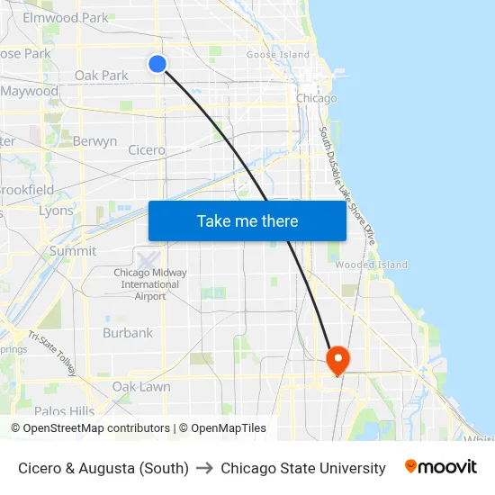 Cicero & Augusta (South) to Chicago State University map