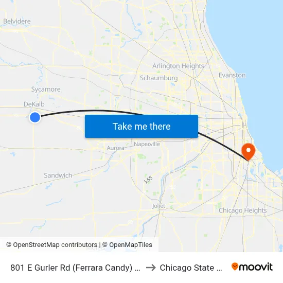 801 E Gurler Rd (Ferrara Candy) - Wb Stop #724 to Chicago State University map