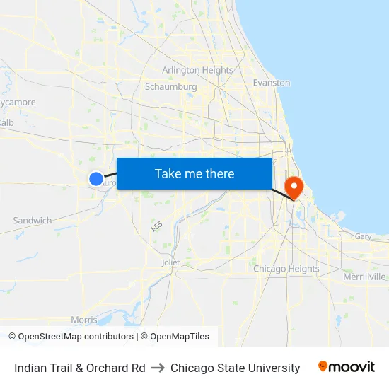 Indian Trail & Orchard Rd to Chicago State University map
