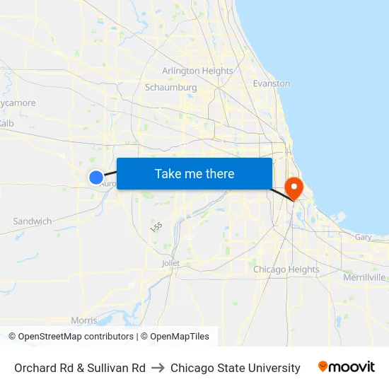 Orchard Rd & Sullivan Rd to Chicago State University map
