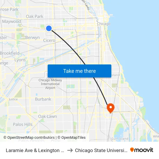 Laramie Ave & Lexington St to Chicago State University map