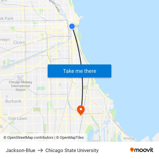 Jackson-Blue to Chicago State University map