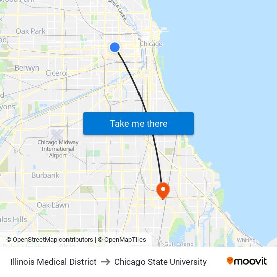 Illinois Medical District to Chicago State University map