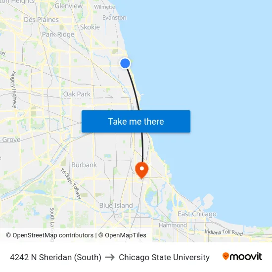 4242 N Sheridan (South) to Chicago State University map