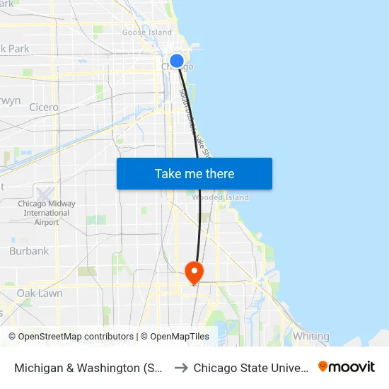 Michigan & Washington (South) to Chicago State University map