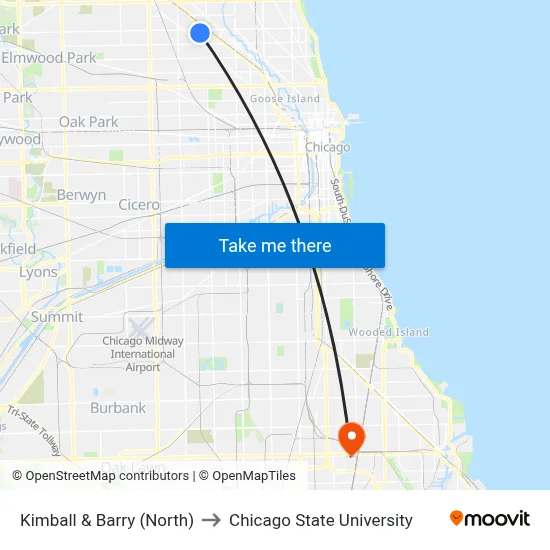 Kimball & Barry (North) to Chicago State University map