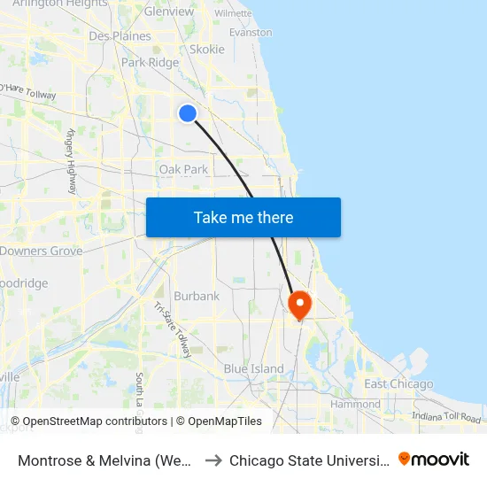Montrose & Melvina (West) to Chicago State University map