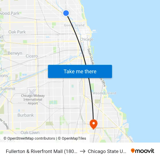 Fullerton & Riverfront Mall (1800 W) (West) to Chicago State University map