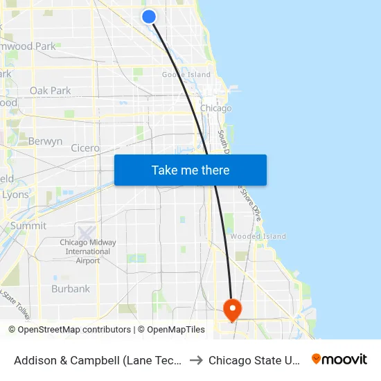 Addison & Campbell (Lane Tech Hs) (East) to Chicago State University map