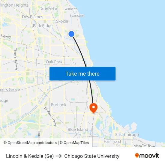 Lincoln & Kedzie (Se) to Chicago State University map