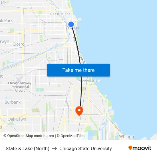 State & Lake (North) to Chicago State University map