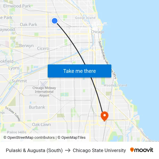Pulaski & Augusta (South) to Chicago State University map