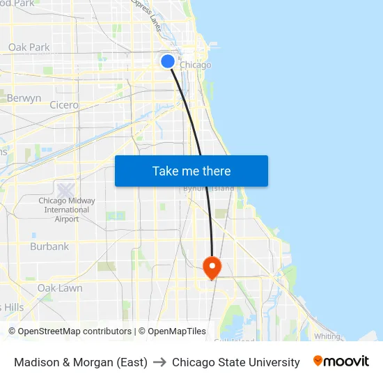 Madison & Morgan (East) to Chicago State University map