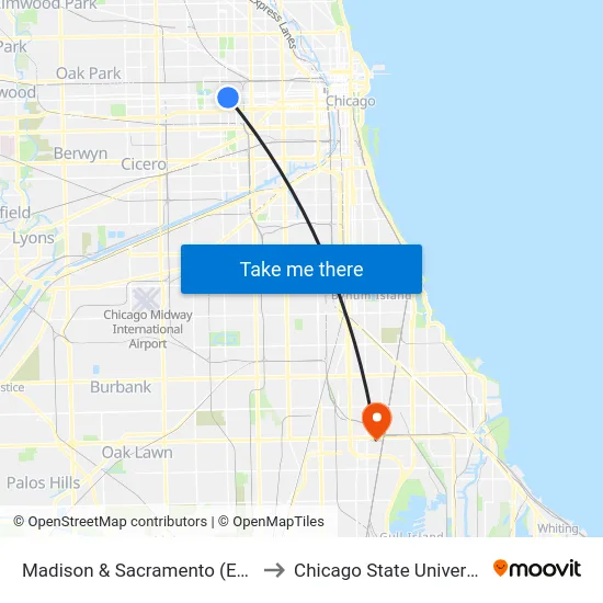 Madison & Sacramento (East) to Chicago State University map